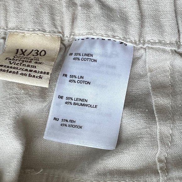 Island Passport Ankle Pants Womens 1X / 30 Drawstring Cotton Linen Summer Beach - Picture 3 of 9